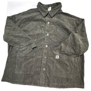 Lucy And Yak Jacket Shacket Organic Corduroy Oversized Shirt Dark Green 3XL